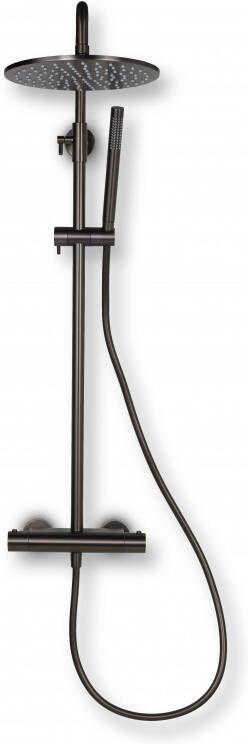 BLUE LABEL Brondby douchesysteem in hoogte verstelbaar messing hoofddouche 25cm gun metal