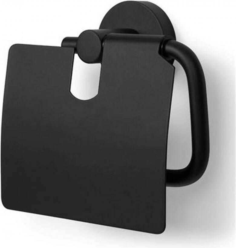 Blue Label Vida toiletrolhouder met klep mat zwart