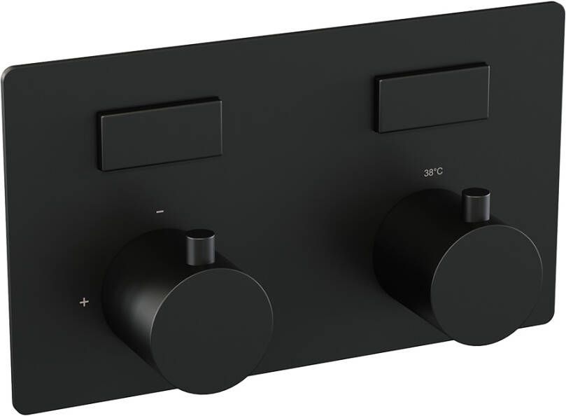Brauer Black Edition 2 functies inbouwthermostaat met inbouwdeel drukknoppen in afbouwdelen zwart mat 5-S-155