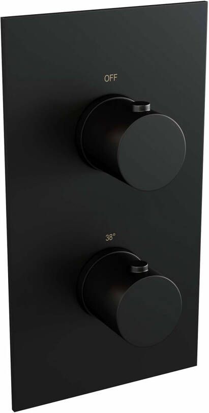 Brauer Black Edition inbouwthermostaat met inbouwdeel 2 gladde knoppen mat zwart 5-S-5100