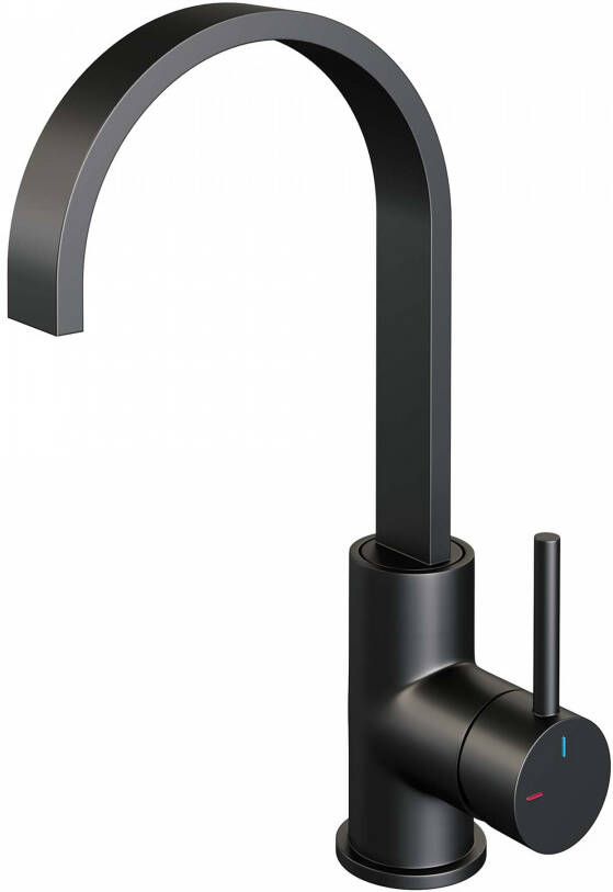 Brauer Wastafelkraan Black Edition S3 Coldstart Opbouw Hoog Mengkraan Mat Zwart 1 Greeps Draaibare Uitloop - Foto 2