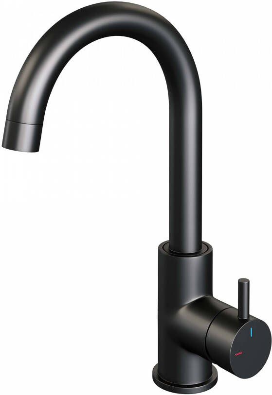 Brauer Wastafelkraan Black Edition R2 Coldstart Opbouw Hoog Mengkraan Mat Zwart 1 Greeps Draaibare Uitloop