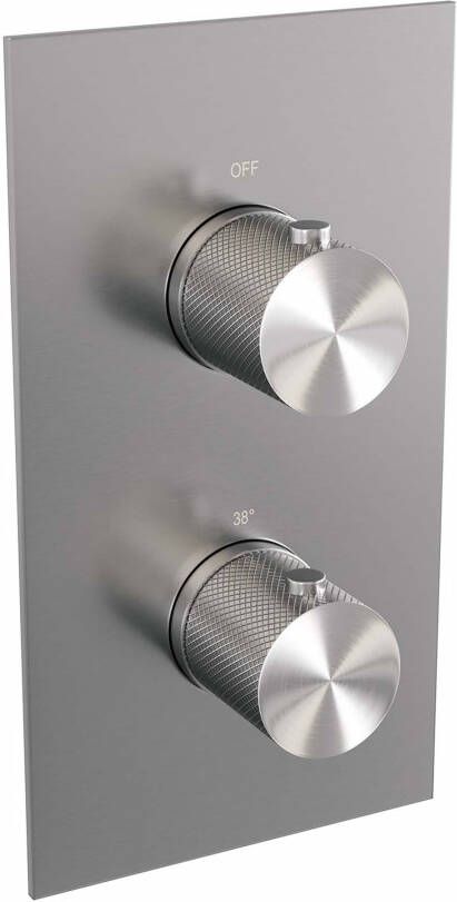 Brauer Brushed Carving inbouwthermostaat met inbouwdeel 2 carving knoppen PVD geborsteld RVS 5-NG-092 - Foto 2