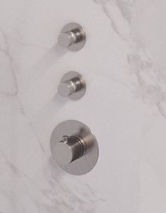 Brauer Brushed Edition inbouw thermostaat met 2 stopkranen met inbouwdeel verticale plaatsing geborsteld RVS PVD