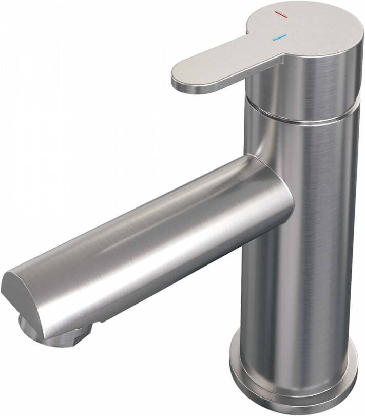 Brauer Wastafelkraan Brushed Edition HD4 Opbouw Laag Mengkraan Rond Coldstart Geborsteld Nikkel PVD 1 Greeps