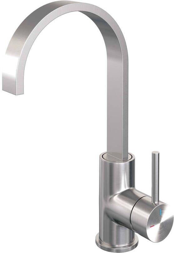 Brauer Wastafelkraan Brushed Edition S3 Coldstart Opbouw Hoog Mengkraan Geborsteld Nikkel PVD 1 Greeps Draaibare Uitloop - Foto 2