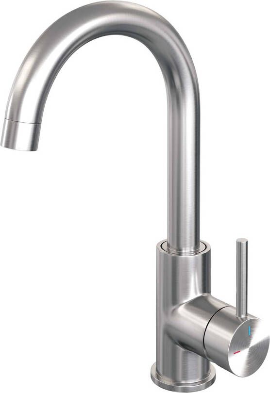 Brauer Wastafelkraan Brushed Edition Coldstart Opbouw Hoog Mengkraan Geborsteld Nikkel PVD 1 Greeps Draaibare Uitloop