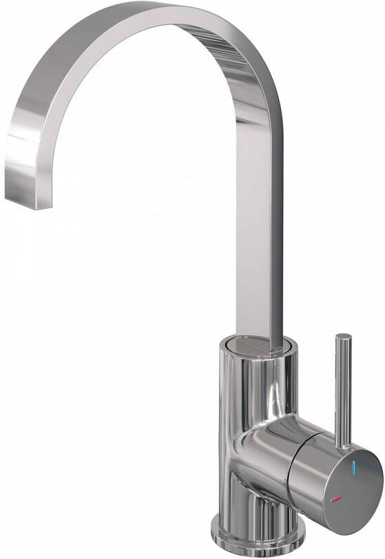Brauer Chrome Edition Wastafelmengkraan opbouw hoog draaibaar platte uitloop model a chroom 5-CE-003-S3