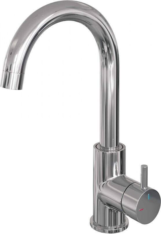 Brauer kranen Brauer Chrome Edition wastafelmengkraan ronde uitloop en kleine ronde hendelstaaf chroom