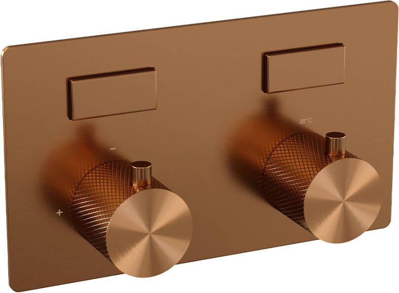 Brauer Copper Carving 2 functies inbouwthermostaat drukknoppen in afbouwdelen koper geborsteld PVD 5-GK-157