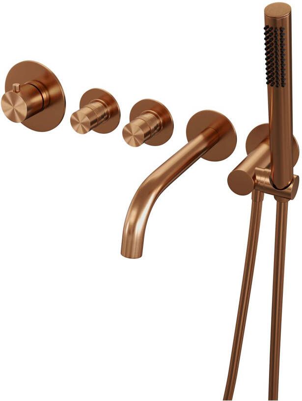 Brauer Copper Edition inbouw badthermostaat met uitloop staafhanddouche geborsteld koper PVD