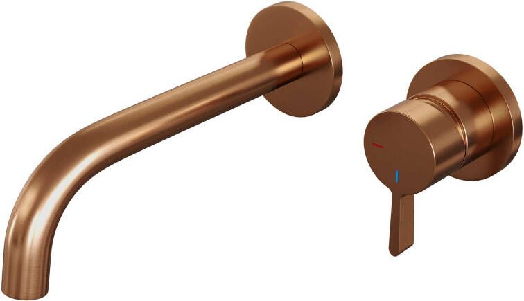 Brauer Copper Edition Wastafelmengkraan inbouw gebogen uitloop links hendel middel dik model E 1 PVD geborsteld koper 5-GK-004-B1-65 - Foto 4