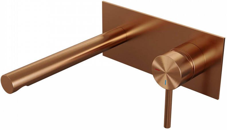 Brauer Copper Edition Wastafelmengkraan inbouw rechte uitloop links hendel lang smal afdekplaat model A 1 PVD geborsteld koper 5-GK-004-S2 - Foto 2