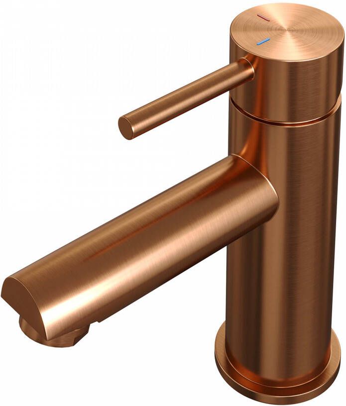 Brauer Wastafelmengkraan Copper Edition Coldstart Opbouw Laag Ronde Hendel Geborsteld Koper PVD