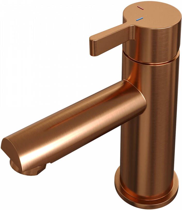 Brauer Wastafelmengkraan Copper Edition Coldstart Opbouw Laag Halfronde Hendel Geborsteld Koper PVD