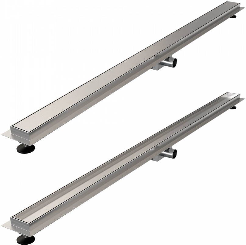 Brauer Douchegoot 200x7x6.7cm ondiepe vloerflens zijuitloop tegelinlegrooster omkeerbaar RVS DR-MRF200NG - Foto 5