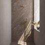 Brauer Gold Carving thermostatische inbouw regendouche met drukknoppen SET 51 met 20 cm douchekop en gebogen muurarm en staaf handdouche en doucheslang en wandaansluitbocht goud geborsteld PVD - Thumbnail 2