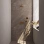 Brauer Gold Carving thermostatische inbouw regendouche met drukknoppen SET 55 met 20 cm douchekop en rechte muurarm en 3-standen handdouche en doucheslang en wandaansluitbocht goud geborsteld PVD - Thumbnail 2