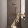 Brauer Gold Carving thermostatische inbouw regendouche met drukknoppen SET 64 met 30 cm douchekop en gebogen muurarm en staaf handdouche en doucheslang en geïntegreerde glijstang goud geborsteld PVD - Thumbnail 2