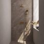 Brauer Gold Carving thermostatische inbouw regendouche met drukknoppen SET 67 met 20 cm douchekop en rechte muurarm en 3-standen handdouche en doucheslang en geïntegreerde glijstang goud geborsteld PVD - Thumbnail 2