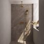 Brauer Gold Carving thermostatische inbouw regendouche met drukknoppen SET 71 met 20 cm douchekop en plafondarm en 3-standen handdouche en doucheslang en geïntegreerde glijstang goud geborsteld PVD - Thumbnail 2