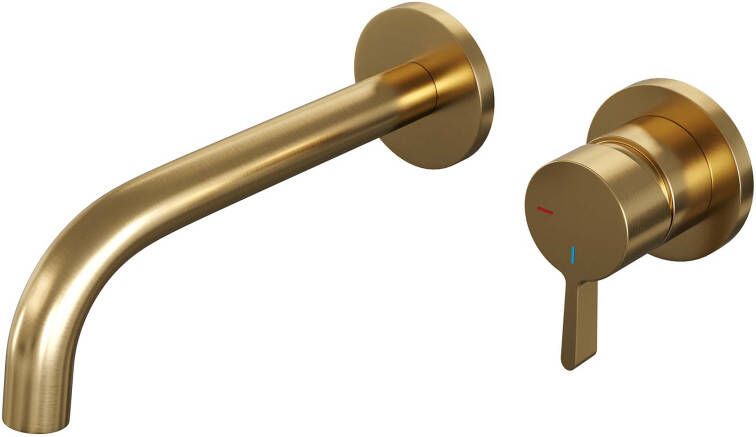 Brauer Gold Edition Wastafelmengkraan inbouw gebogen uitloop links hendel middel dik model E 1 PVD geborsteld goud 5-GG-004-B1-65