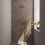 Brauer Gold Edition thermostatische inbouw regendouche met drukknoppen SET 50 met 30 cm douchekop en rechte muurarm en staaf handdouche en doucheslang en wandaansluitbocht goud geborsteld PVD - Thumbnail 2