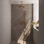 Brauer Gold Edition thermostatische inbouw regendouche met drukknoppen SET 66 met 30 cm douchekop en plafondarm en staaf handdouche en doucheslang en geïntegreerde glijstang goud geborsteld PVD - Thumbnail 2