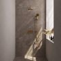 Brauer Gold Edition thermostatische inbouw regendouche met drukknoppen SET 69 met 20 cm douchekop en gebogen muurarm en 3-standen handdouche en doucheslang en geïntegreerde glijstang goud geborsteld PVD - Thumbnail 2