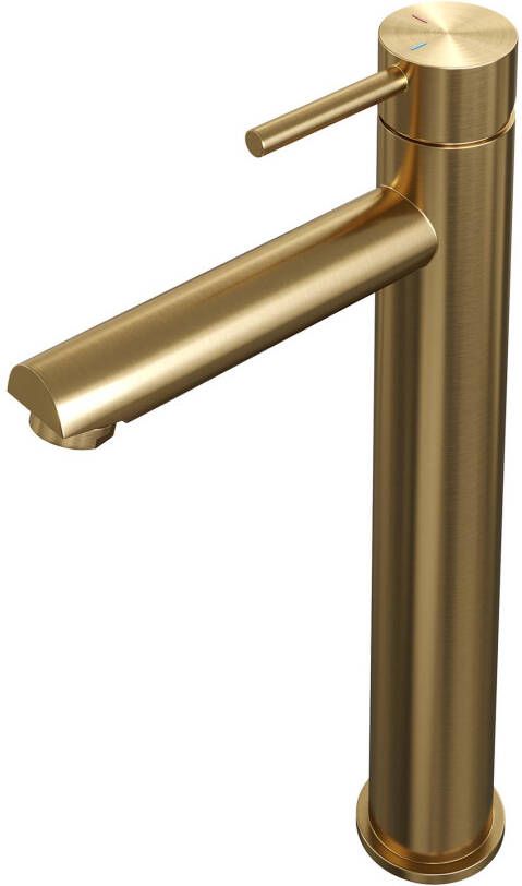Brauer Wastafelkraan Gold Edition HD2 Opbouw Hoog Mengkraan Rond Coldstart Geborsteld Goud PVD 1 Greeps