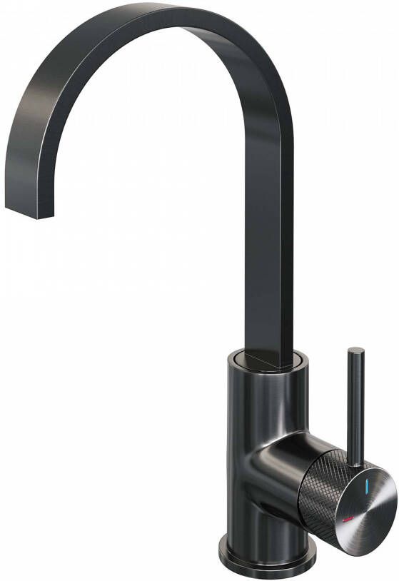 Brauer Gunmetal carving Wastafelmengkraan opbouw hoog draaibaar platte uitloop model a PVD geborsteld gunmetal 5-GM-003-S4
