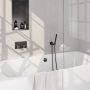 Brauer Gunmetal Carving thermostatische inbouw badkraan met drukknoppen SET 03 met badvulcombinatie en staaf handdouche en doucheslang en wandaansluitbocht gunmetal geborsteld PVD - Thumbnail 1