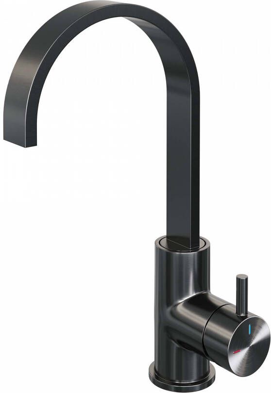 Brauer Gunmetal Edition Wastafelmengkraan opbouw hoog draaibaar platte uitloop model b PVD geborsteld gunmetal 5-GM-003-S2