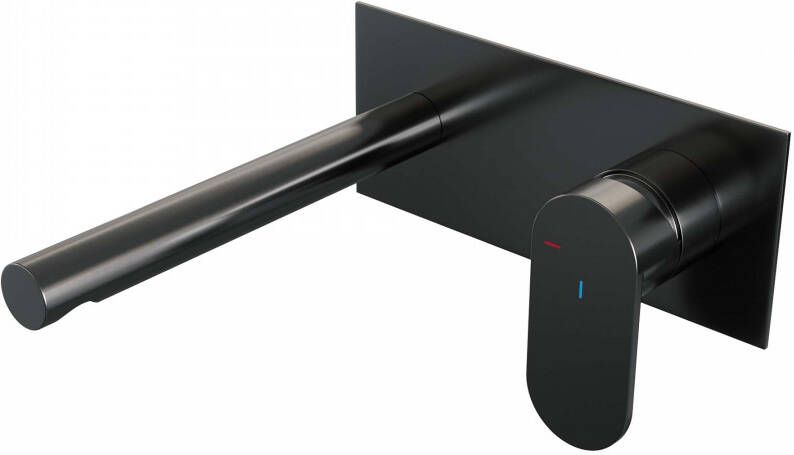 Brauer Gunmetal Edition Wastafelmengkraan inbouw rechte uitloop links hendel breed plat afdekplaat model C 1 PVD geborsteld gunmetal 5-GM-004-S3