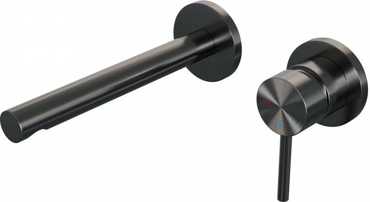 Brauer Gunmetal Edition inbouw wastafelmengkraan met rechte uitloop links en rozetten model A1 Gunmetal geborsteld PVD 5-GM-004-S2-65 - Foto 2
