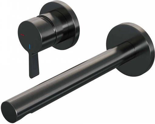 Brauer Gunmetal Edition Wastafelmengkraan inbouw rechte uitloop rechts hendel middel dik model E2 PVD geborsteld gunmetal 5-GM-083-S1-65 - Foto 3