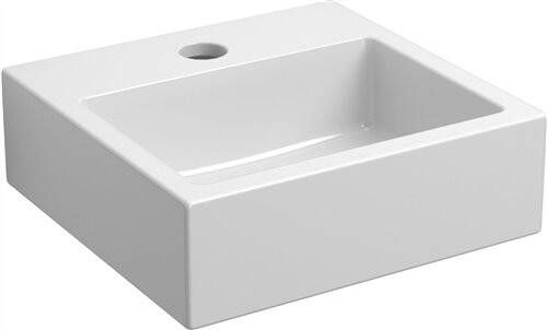 Clou Flush 1 fontein 28x27x9cm met kraangat met plug keramiek Wit CL 03.03010 - Foto 3