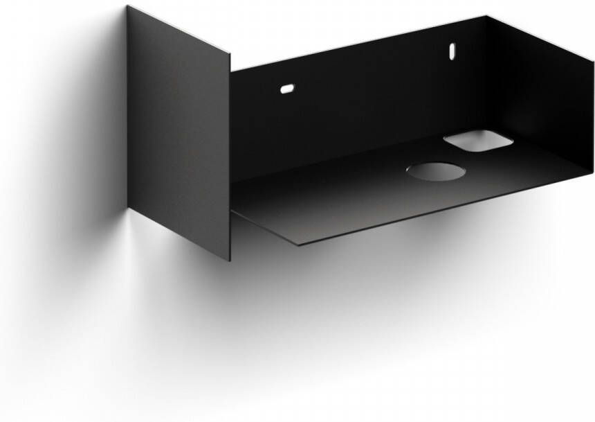 Clou Flush open kast 44x18x20.5cm met handdoekhouder links gepoedercoat rvs zwart CL 07.36.030.21 - Foto 1