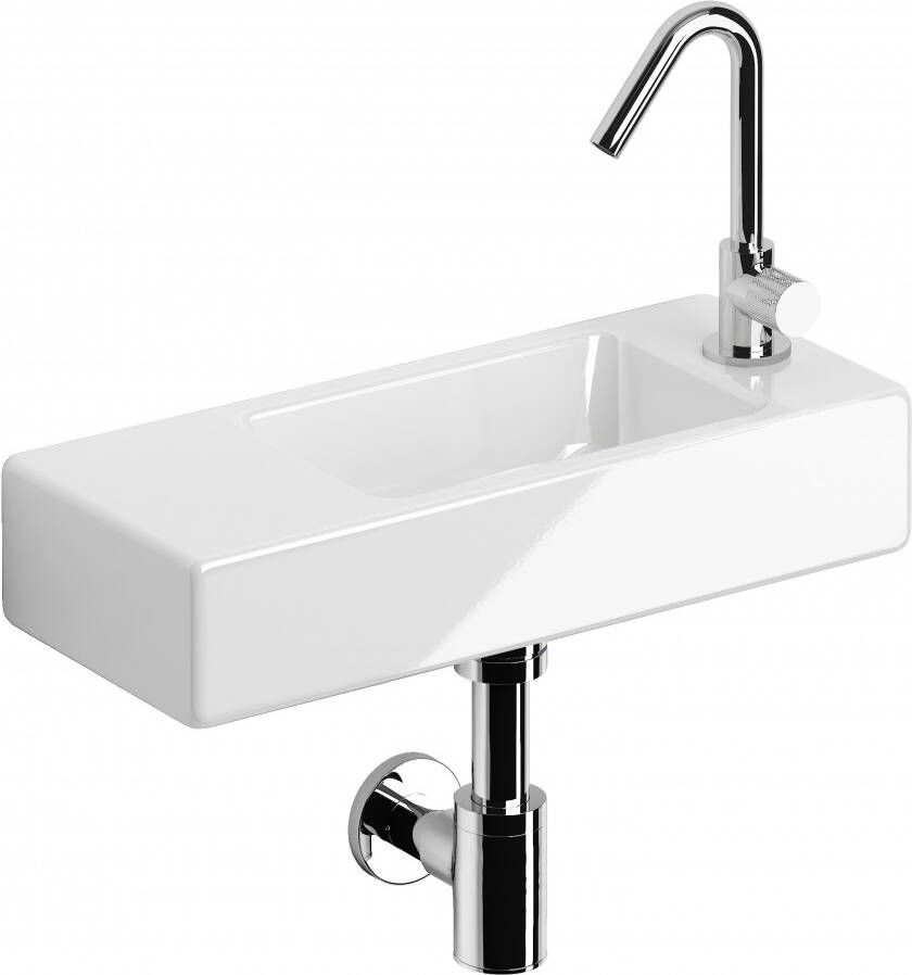 Clou InBe fonteinset 46x19x9cm nr4 inclusief kraan plug en sifon keramiek Wit IB 03.03096