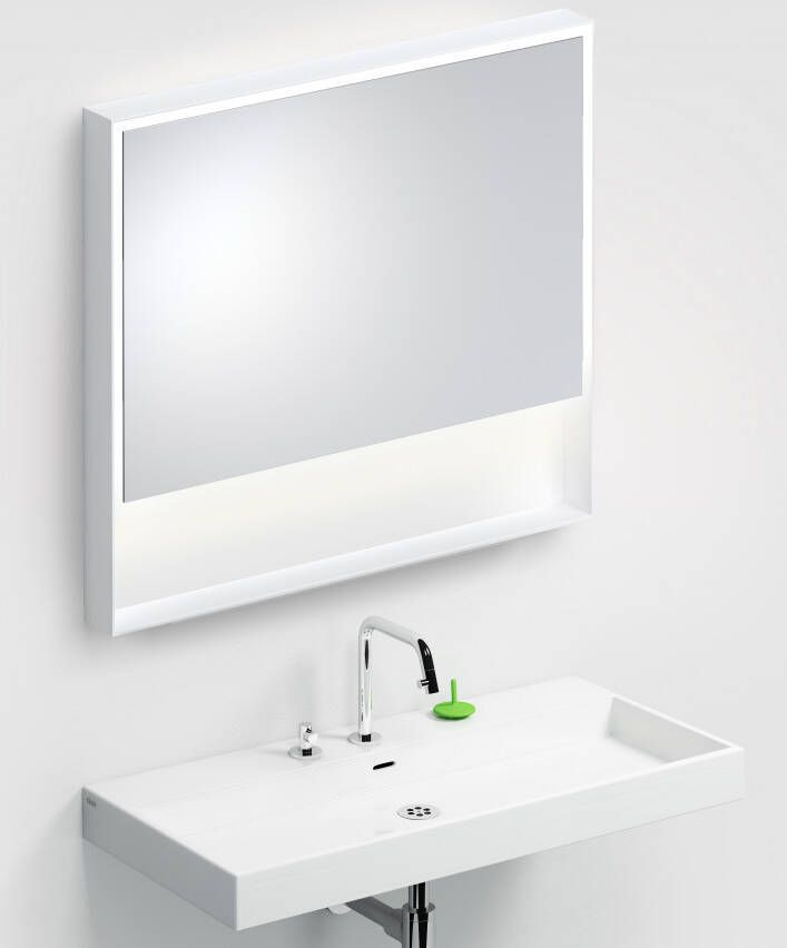 Clou Look at Me spiegel met 2700K LED-verlichting met een omlijsting in mat wit. 90x8x80 (bxdxh)