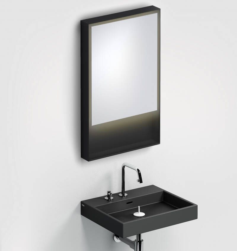 Clou Look at Me spiegel met 2700K LED-verlichting met een omlijsting in mat zwart. 50x8x80 (bxdxh) - Foto 2