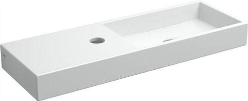 Clou Fontein Mini Wash Me Rechthoek 56x19x6cm Keramiek Wit 1 Kraangat Links - Foto 2