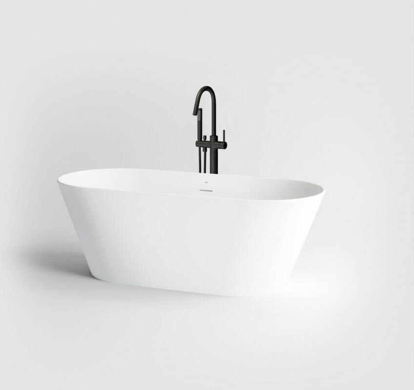 Clou Vrijstaand Ligbad Solium Geïntegreerde Overloop Met Chrome Plug Mat Wit - Foto 2