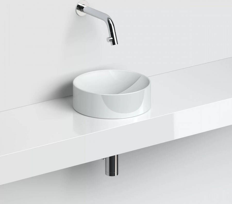 Clou Vale fontein ø22 cm zonder kranenbank glanz. wit keramiek - Foto 2