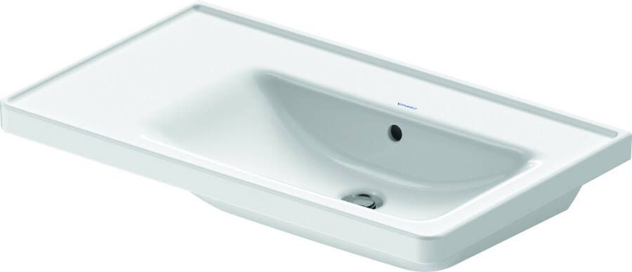 Duravit D-Neo meubelwastafel zonder kraangat met overloop aflegvlak links en WonderGliss 80 x 48 cm wit