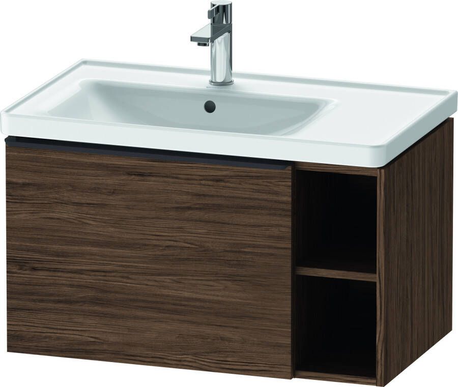 Duravit D-Neo wastafelonderkast met lade en zijdelings rekelement rechts 78 4 x 45 2 x 44 cm noten donker mat