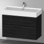 Duravit D-Neo wastafelonderkast 98.4x62.5x44.2cm 2 lades Eiken (zwart) Mat de437401616 - Thumbnail 3