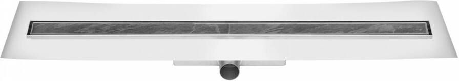 Easy Drain Compact 50 FF tegelgoot RVS met enkele plaat RVS waterslot 50mm 140cm inbouw diepte 93mm met zijuitloop EDCOMTFF140050