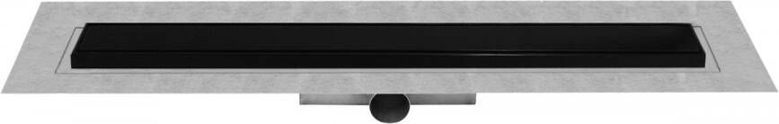 Easy Drain Compact 50 TAF Modulo douchegoot RVS m. Zero+ rooster waterslot 50mm 70cm inbouwdiepte 90mm met zijuitloop zwart EDM1TAFZM70050B