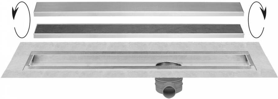 Easy Drain Multi TAF Wall douchegoot RVS met omkeerbaar rooster zero tegel design enkel 60cm inbouw diepte vanaf 86mm met zijuitloop